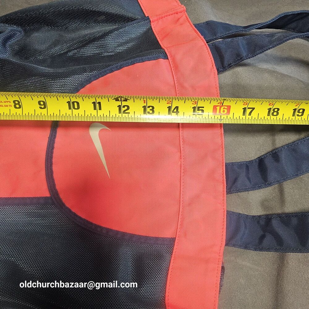 Navy Blue & Red NIKE Swooh Mesh Bag, Beach, Gym, Tote, Carry-On - Picture 9 of 11